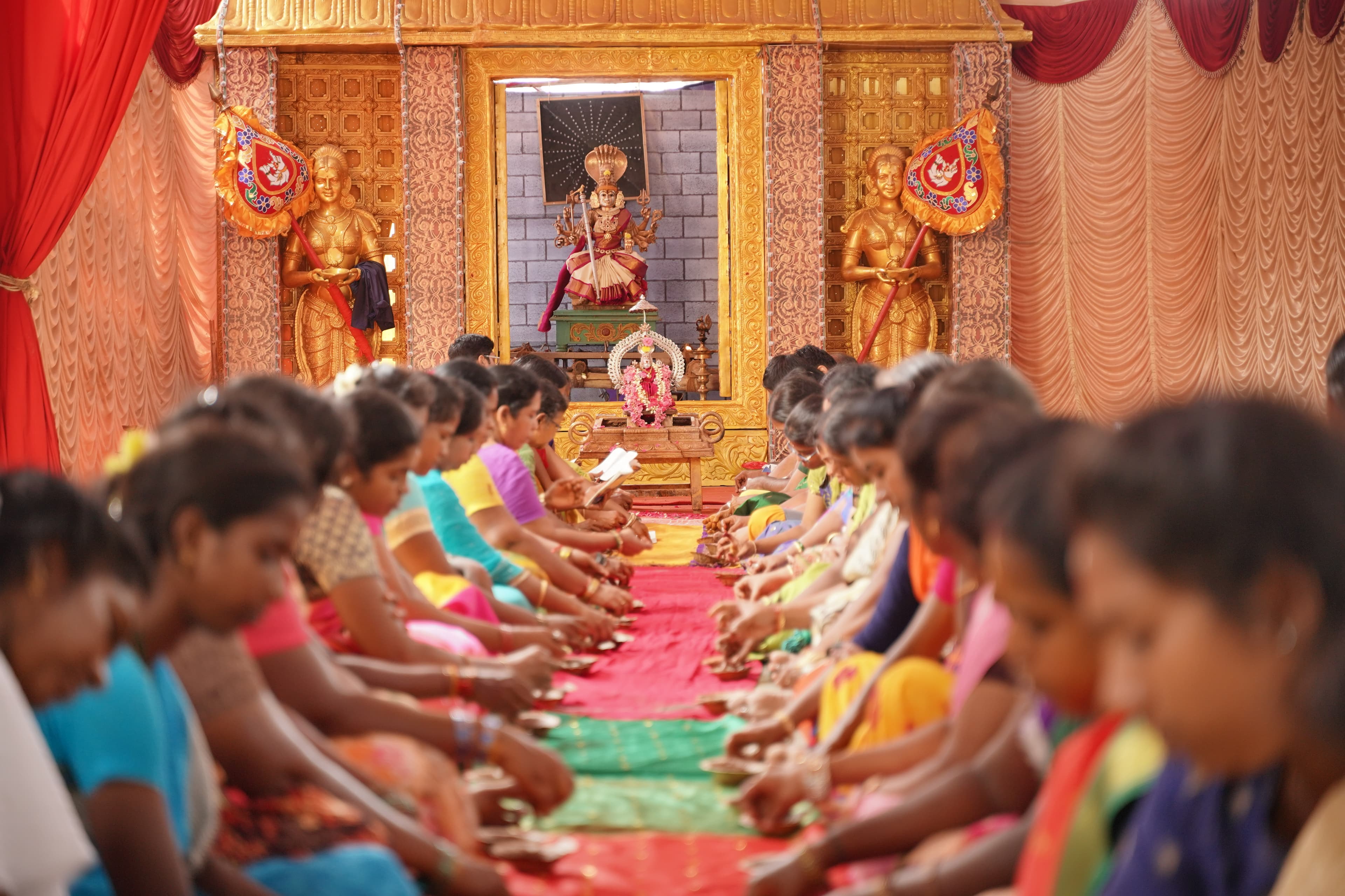 Sumangali Pooja - An auspicious ritual seeking the blessings of Devi for family harmony, virtue, and prosperity.